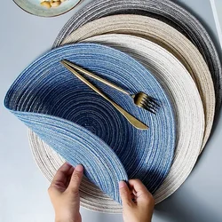 2Pcs/Set 38cm Round Ramie Insulation Pad Solid Placemats Linen Non Slip Table Mats Kitchen Accessories Decoration Home