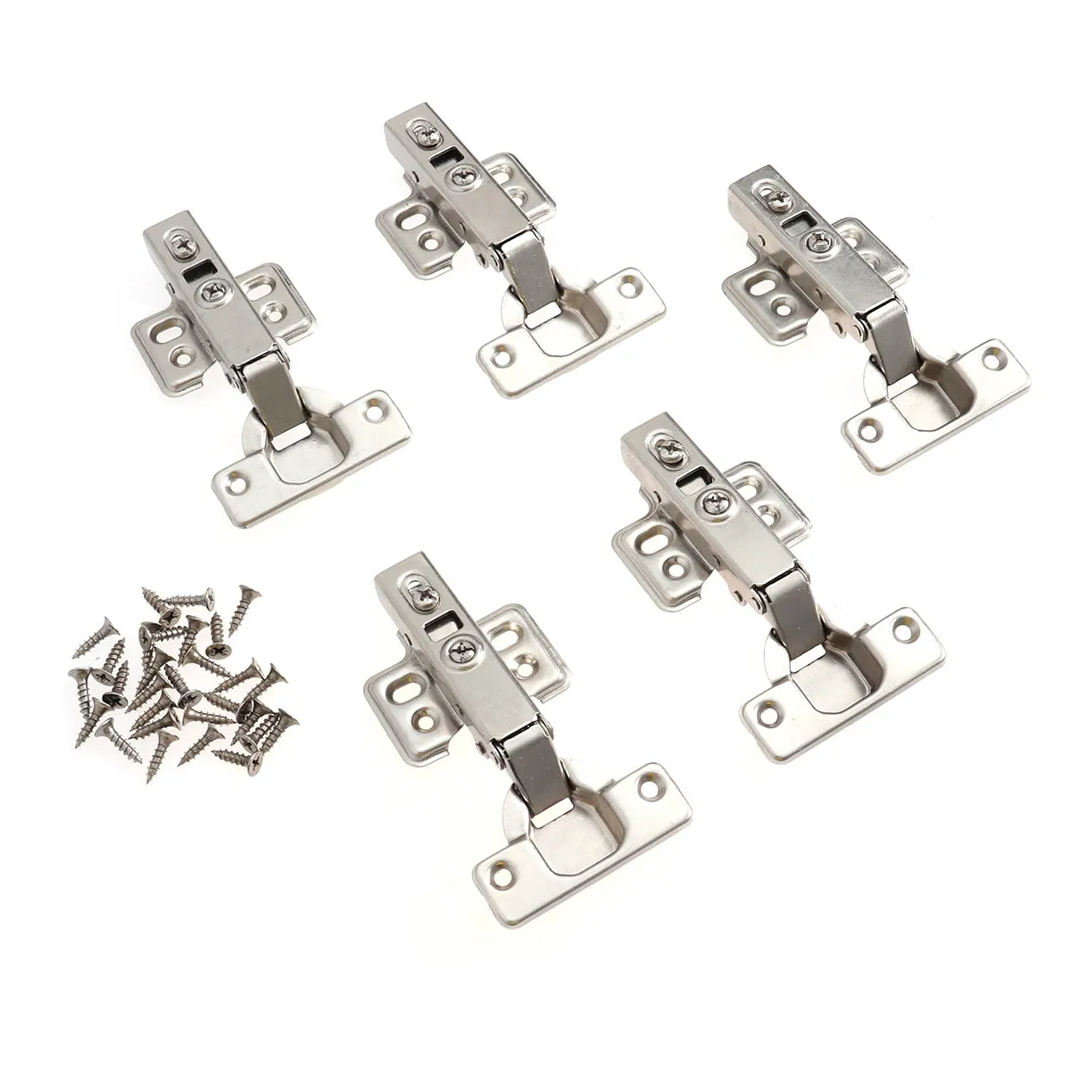 5Pcs Stainless Steel Hydraulic Hinges 1.2mm Thickness Concealed Full Overlay for Kitchen Toilet Wet Areas Face Frame Mounting