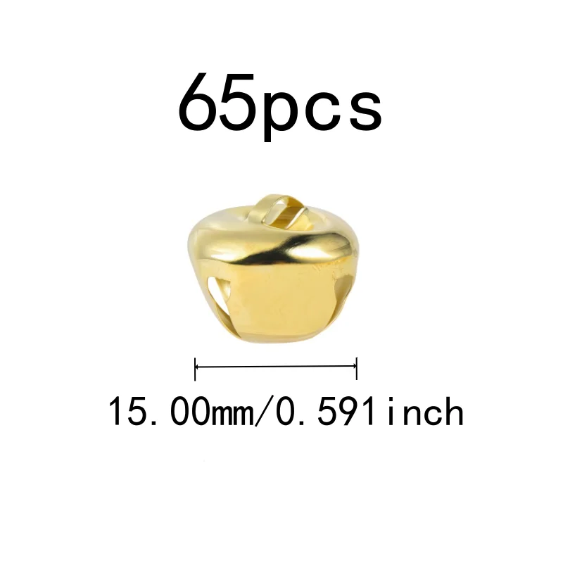 Cross Shape Design 15mm Jingle Bell Charms 65 pcs, perfect for Home Hanging Ornament, Metal Alloy Material, Gold