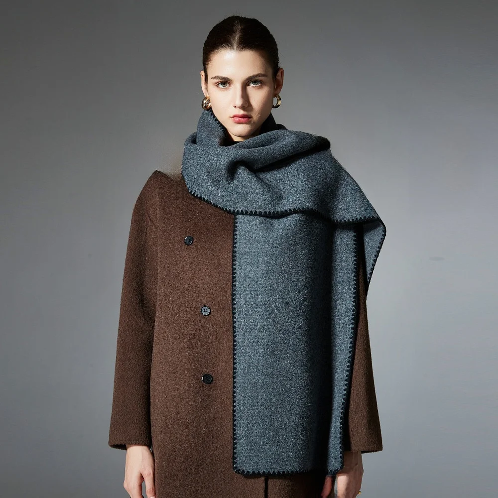 Winter Mid-High Grey  Scarf Unisex Couple Fashionable Versatile Warmth Neck Warmer Elegant Casual Stylish Business
