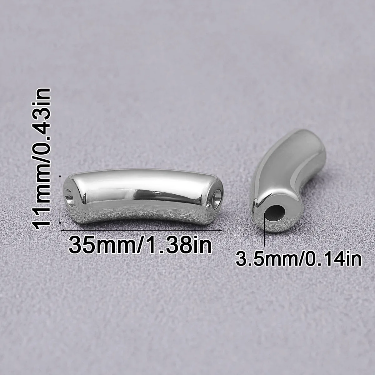 5/10/20pcs Acrylic Gold Plated Curved Tube Drip Bead charms DIY Bracelet Necklace Needle Thread Jewelry Making Materials