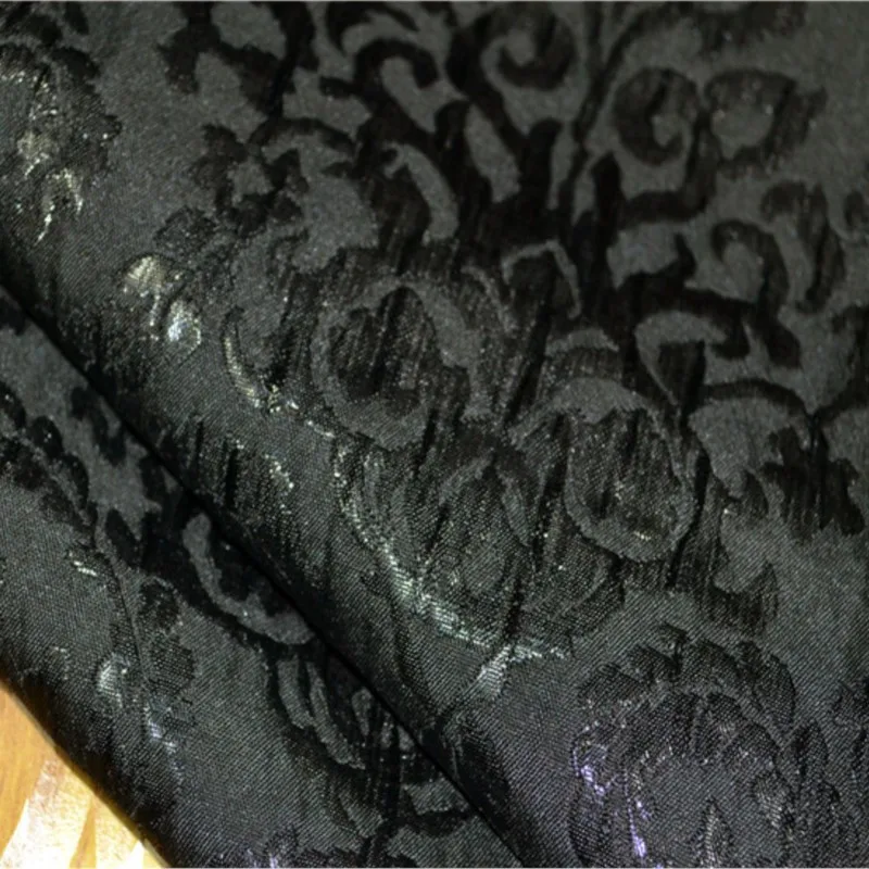 

Black double-sided three-dimensional jacquard lustrous silk fashion fabric small coat skirt cheongsam