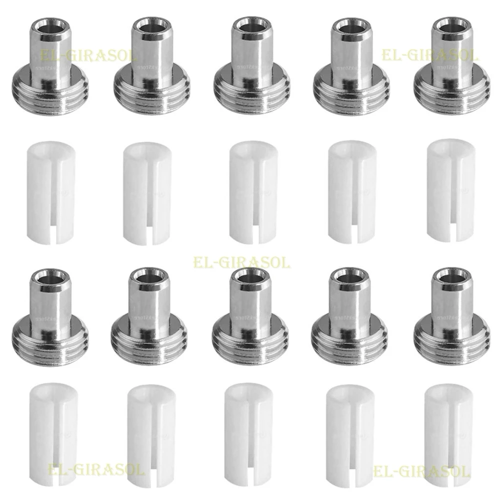 Original 10pcs Ceramic Tube Sleeves and 10PCS Metal Head Connector Adapters for Fiber Optic Visual Fault Locator FTTH