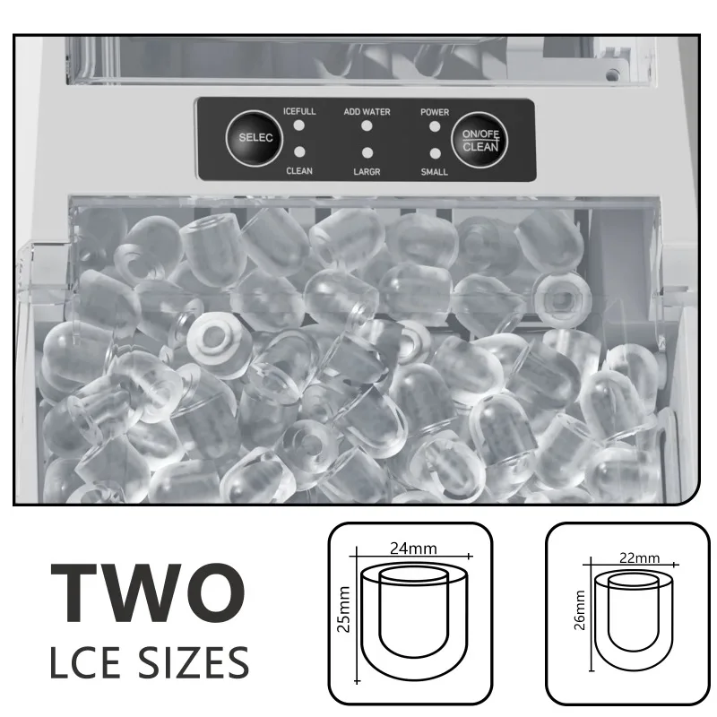 CONCETTA Ice Maker Countertop, 26lbs/24Hrs, 2 Sizes of Bullet Ice for Home Kitchen Office Bar Party, White
