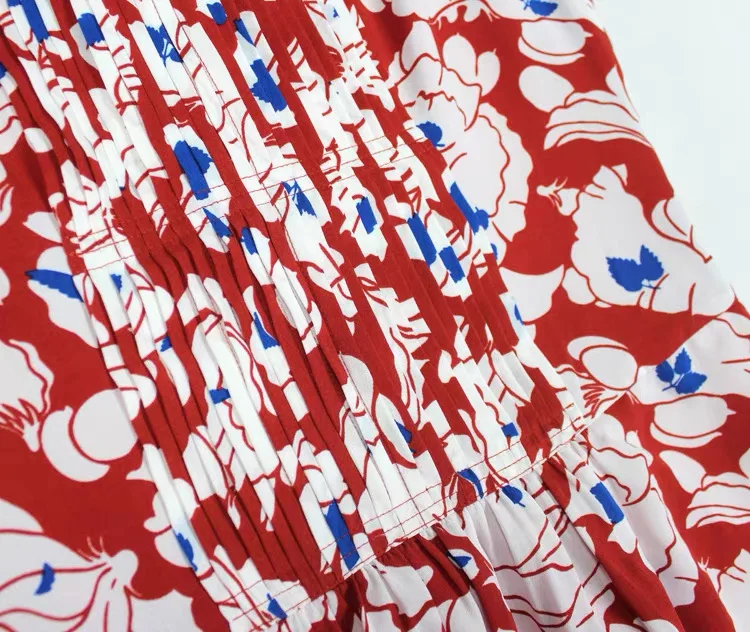 Europäisches und amerikanisches originales leichtes Luxusmarken-Damenkleid, floraler, ärmelloser, sexy V-Ausschnitt-Kurzrock im böhmischen Stil