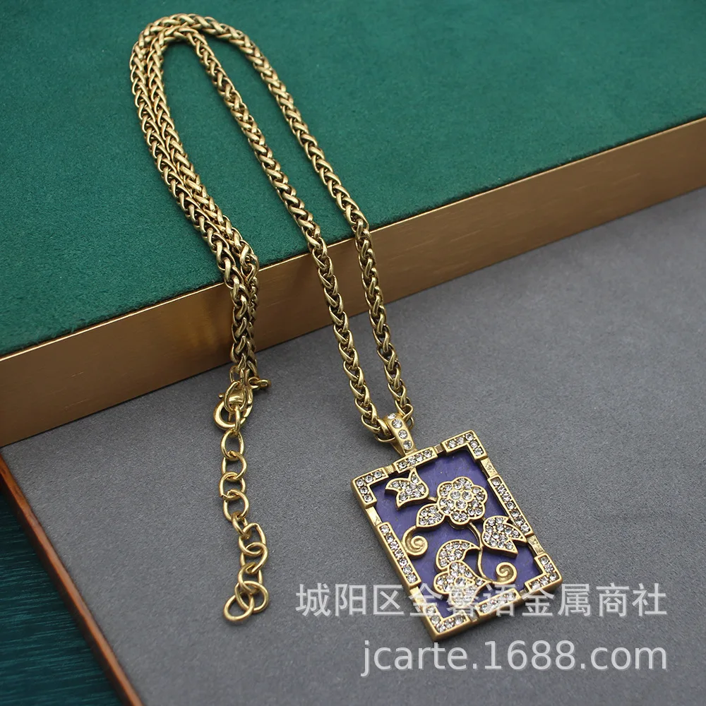 Western Jewelry Style Lapis Lazuli No Worries Pendant Necklace Earrings Simple Sweater Chain