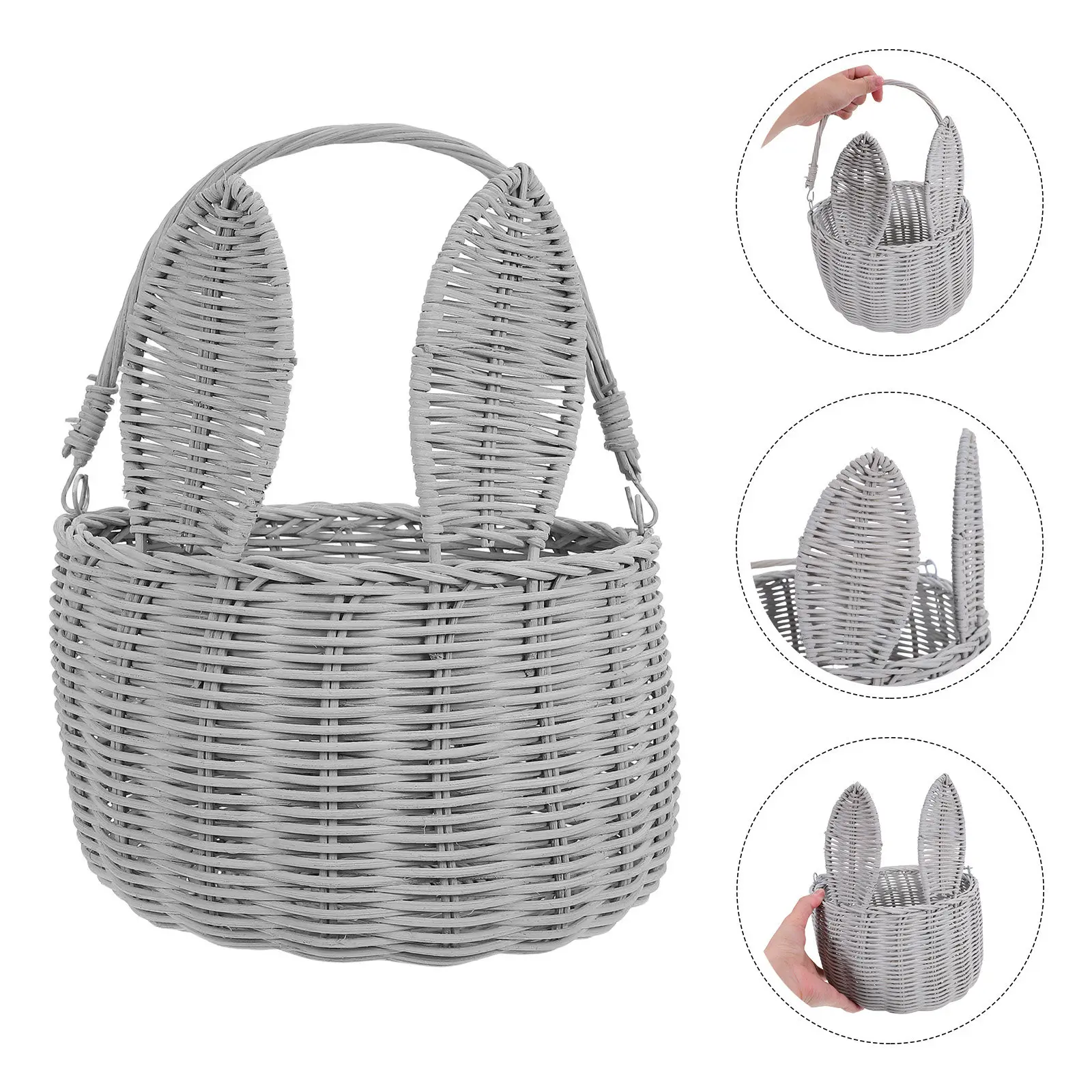 

Плетеная корзина в форме кролика с ручкой для пикника, поиска яиц, детских праздников, Рождества, свадеб