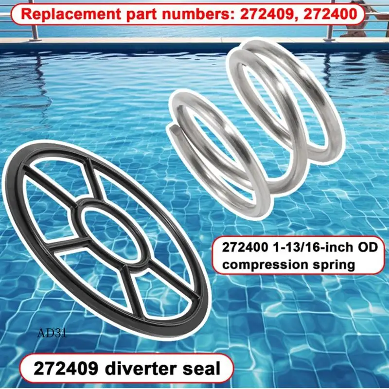 

New-272409 Seal Filter Gasket 272400 Compression Spring For Pentair 2" Hiflow 261049, 261050, 261142 Pool Filter Replacement Par