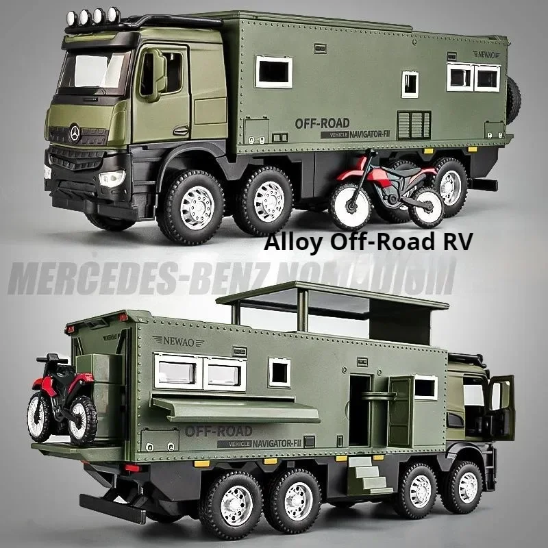 perfect gift set:super large 25cm alloy car model,1:24 simulated off-road RV with cool lighting and sound,cool stuff kids toys