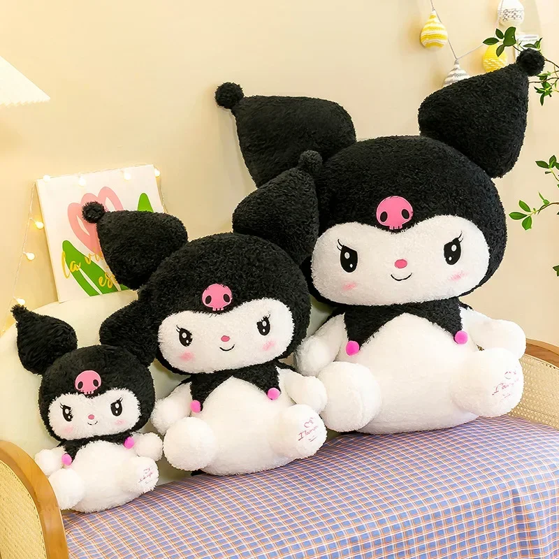 Jouet en peluche Sanurgente Kuromi pour enfants, grande taille, Kawaii, beurre, dessin animé anime, décoration d'intérieur, oreiller mignon, cadeau d'anniversaire et de Noël, 70cm