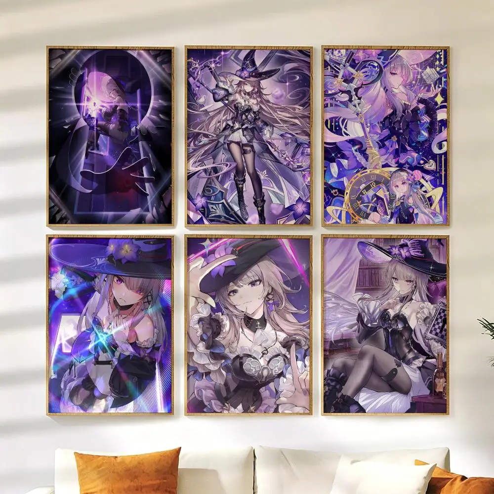 The Herta Honkai Star Rail Poster Wall Stickers HD Painting Self Adhesive Art Decals for Bedroom Living Room Home Decor