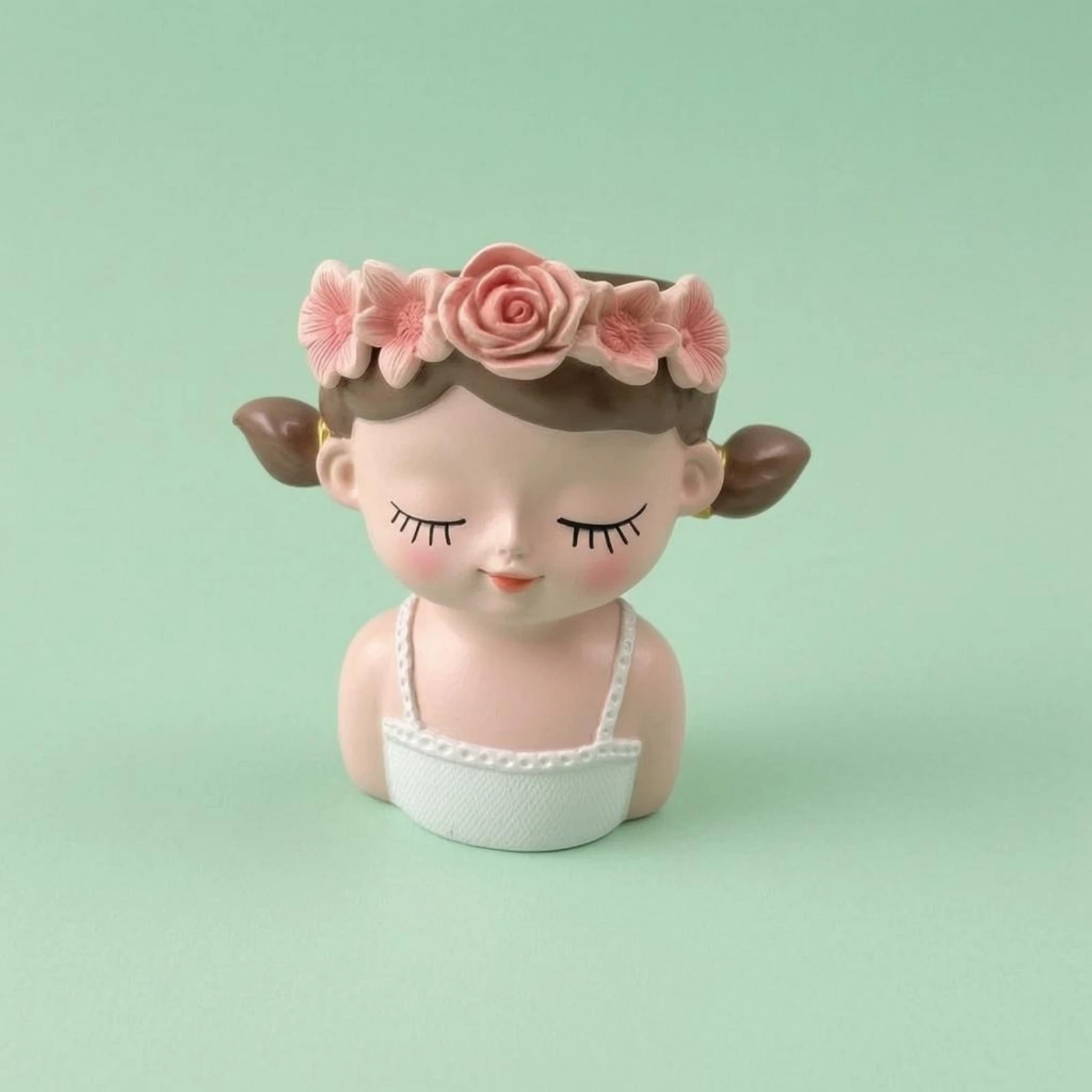 Girl Bust Planter Hollow Flower Crown Planter House Decoration Cup-Shaped Storage