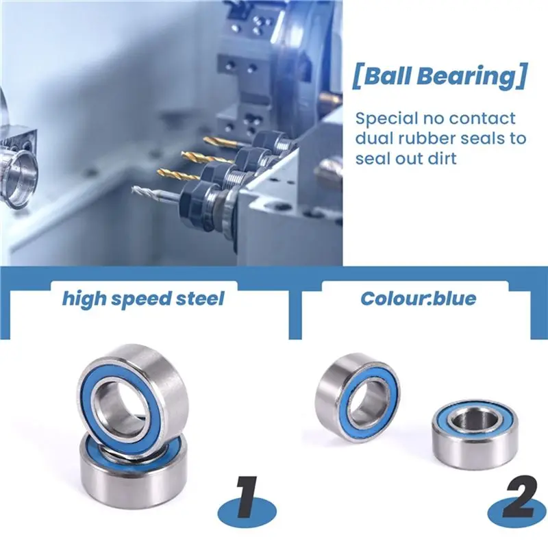 ABZS 10PCS MR105-2RS Double-Shielded Miniature Ball Bearings, 5X10x4mm High Precision Steel Bearing