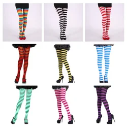 Christmas Striped Tights Thigh High Socks Stretch Pantyhose Red White Green  For Christmas Supplies