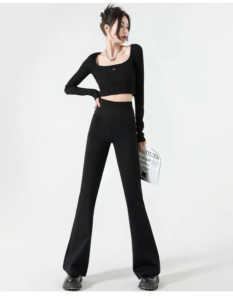 سراويل Bootcut مريحة للنساء فضية معدنية لامعة لامعة لامعة متألقة متألقة لامعة وميض لامع