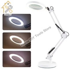 10x Illuminated Magnifier USB 3 Colors LED Magnifying Glass for Soldering Iron Repair/Table Lamp/Skincare Beauty Tool