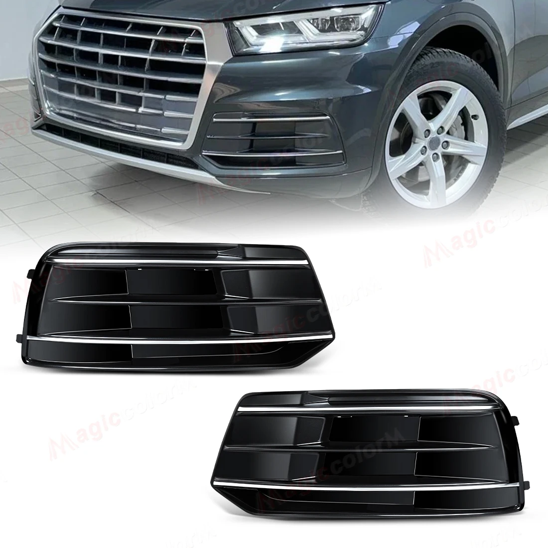 

Рамка переднего бампера для Audi Q5 2018 2019 2020, решетка противотуманной фары, гоночная решетка, накладка на противотуманную фару, сетчатая крышка 80A807680D 80A807679D