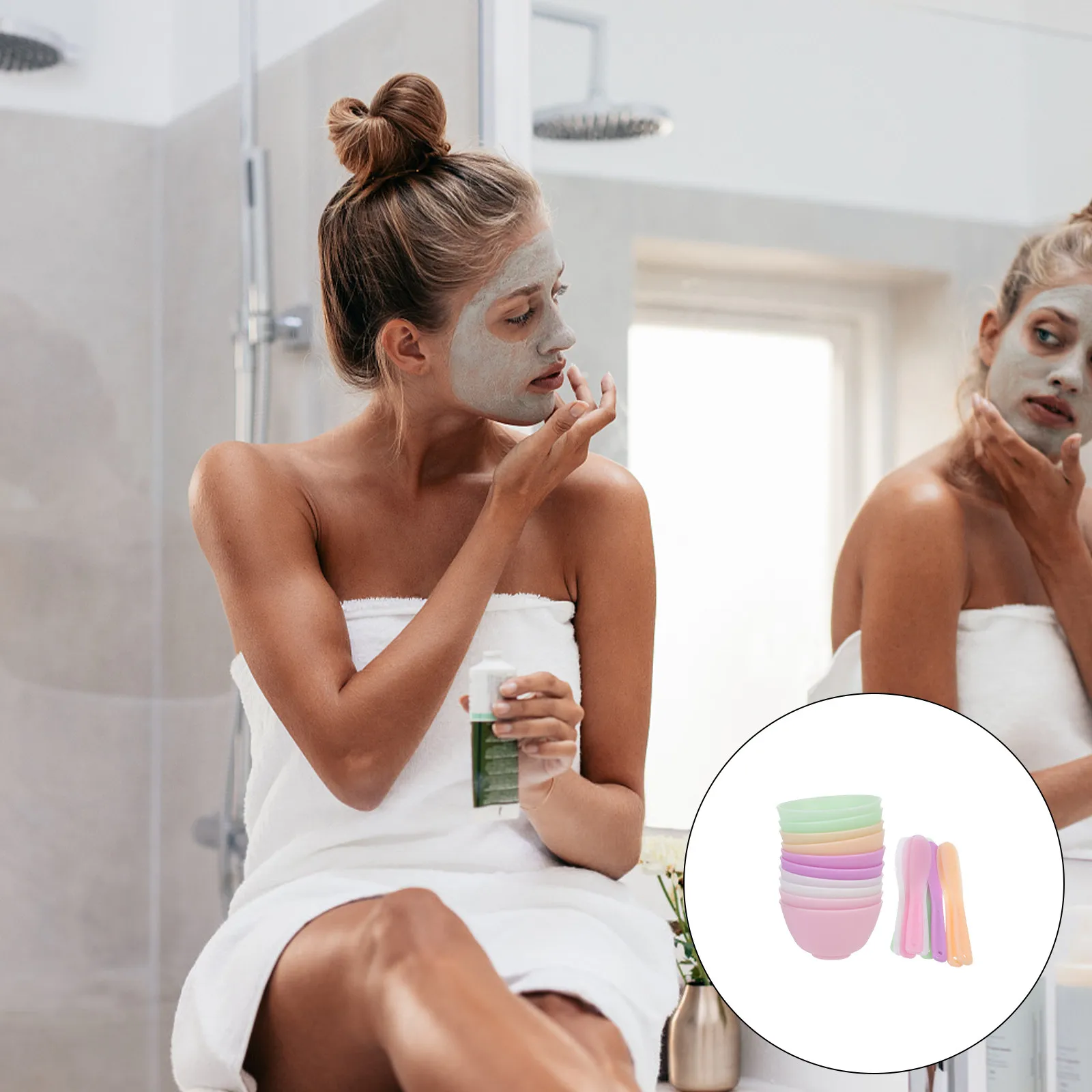 

1Set Food-Grade Silicone Mask Mixing Bowl Facial DIY Beauty Tool Multi-Purpose Salon Spa Home Use Anti-Drop Easy-Clean