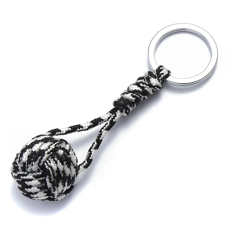 Military Parachute Woven Rope Ball Keychain Paracord Lanyard Key Ring Monkey Fist Key Chains Outdoors Survival Tool Jewelry