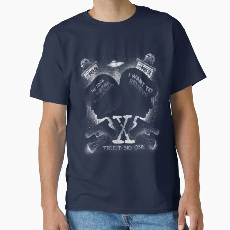 Legacy of Believing Retro Sci fi The X-Files Alien Gift T shirt print tee Large size Tops Graphic