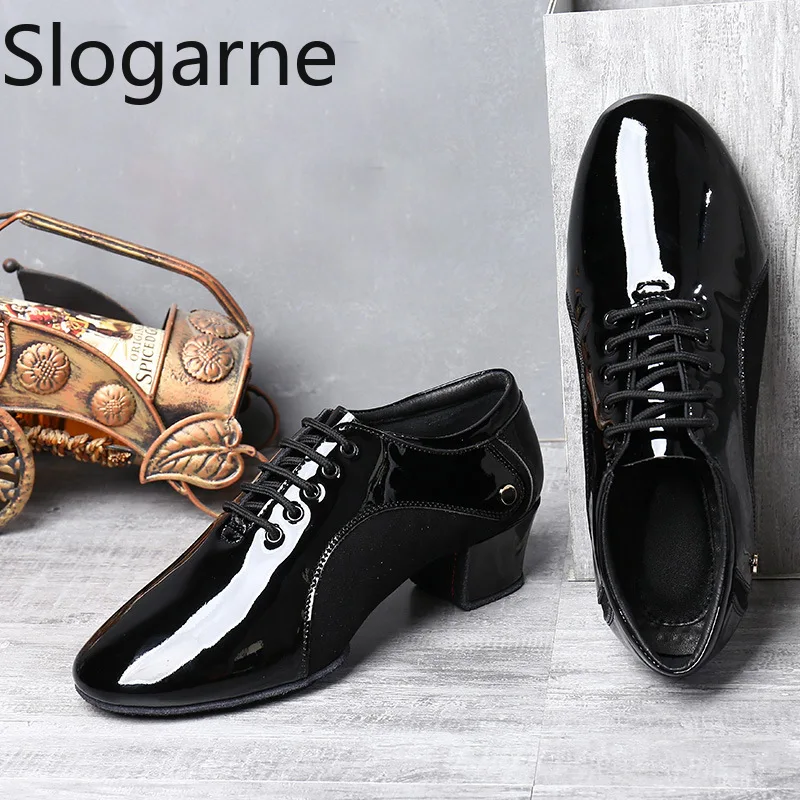 الرجال 4.5 سنتيمتر الكعوب الأحذية اللاتينية الذكور 2025 جديد لينة الجلود أحذية الرقص الحديثة رجل الكعوب الجاز الفالس التانغو أحذية رياضية المرحلة الأحذية