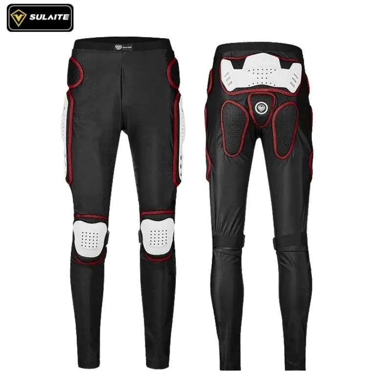 Sulaite Summer Breathable Motorcycle Armor Pants Men Women Motocross Impact Pants Riding Trousers Elastic Lycra Fabric