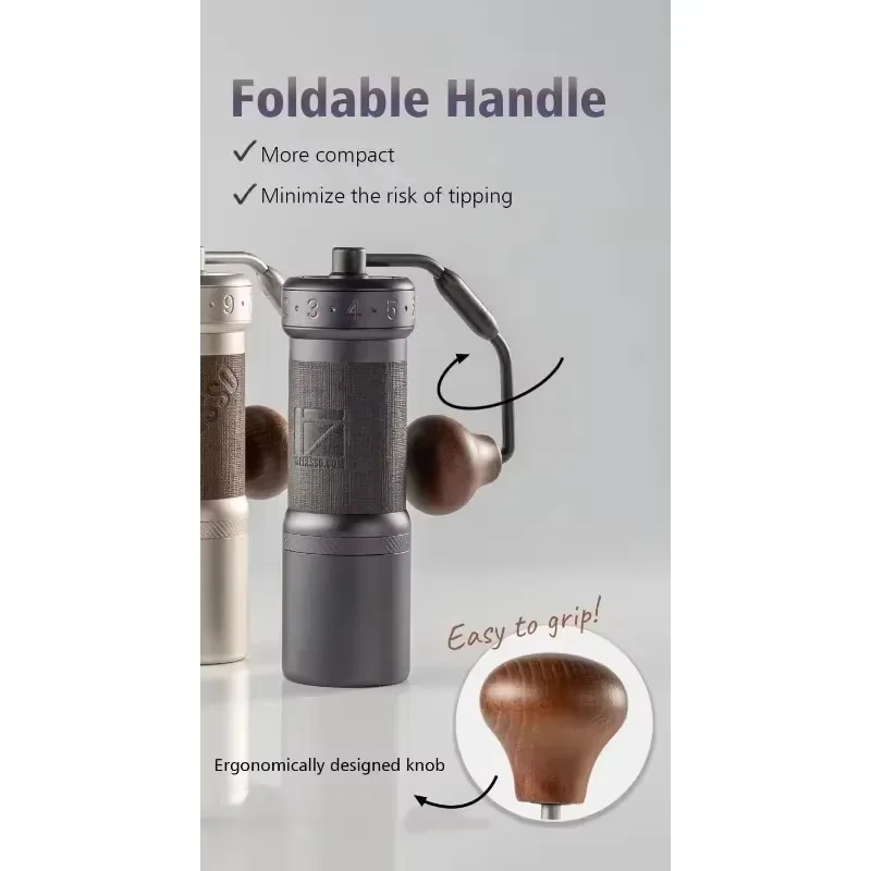 Assembly Consistency Grind Stainless Steel Co Manual Coffee Grinder Iron Gray with Carrying Case