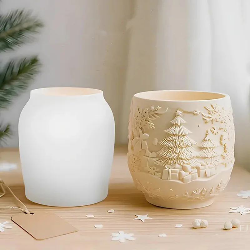 [YU] Grote kerst siliconen mal, geschikt voor het maken van bloempotten, kaarsen, opbergdozen - niet-plakkerige zachte herbruikbare doe-het-zelf mal