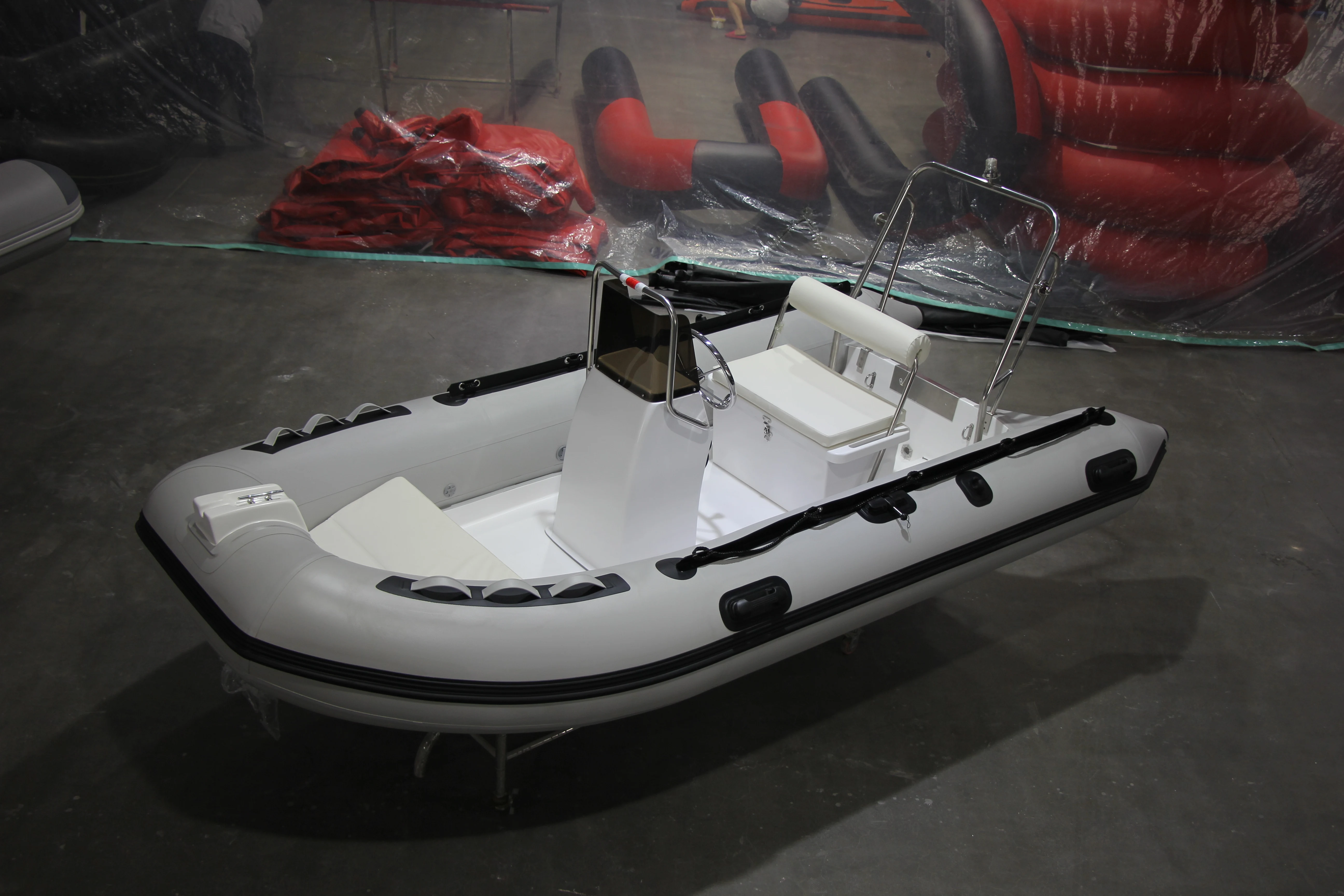 6-Person Rigid Inflatable Dinghy Boat 3.6m Hypalon Rubber RIB 360 Electric Sport Motor Boat Engine Combo Entertainment River Use