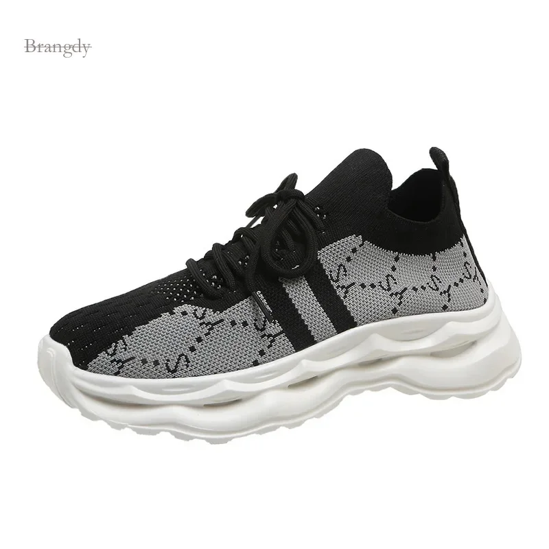 

Hot Selling Soft Soled Flying Woven for Women's Spring Autumn New Elastic, Breathable Comfortable and Odorless Color Matching