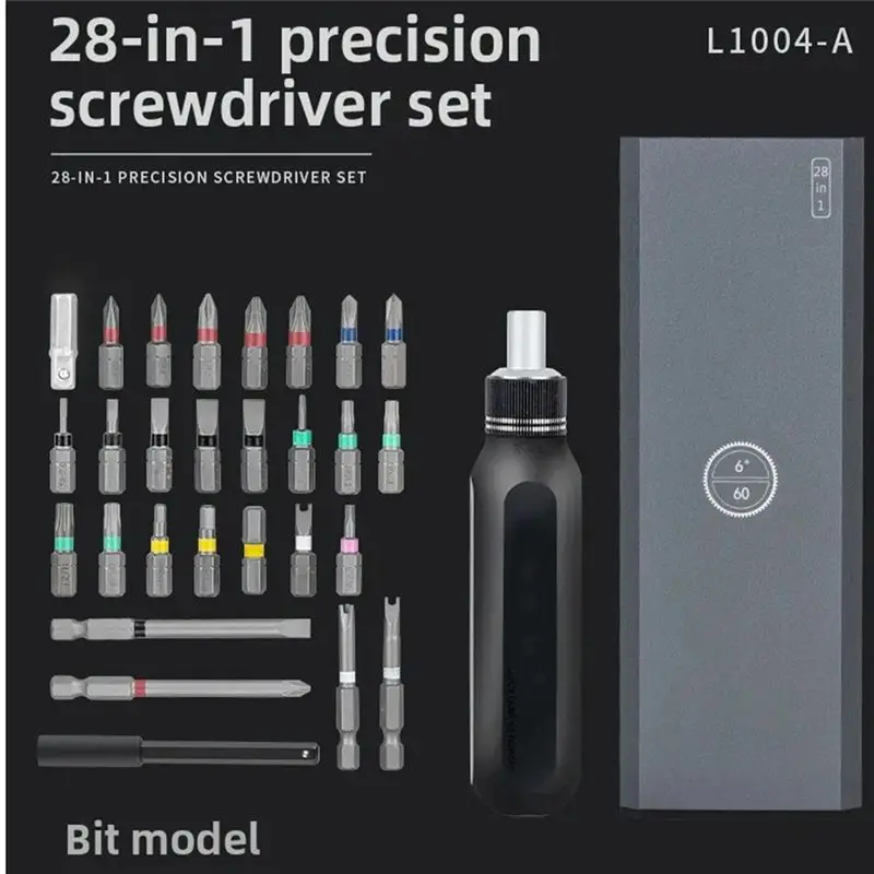 A44Z-Ratcheting Screwdriver Set 28 In 1 Mini Magnetic Screwdriver Set With Case For Furniture/Car/Computer/Electronics
