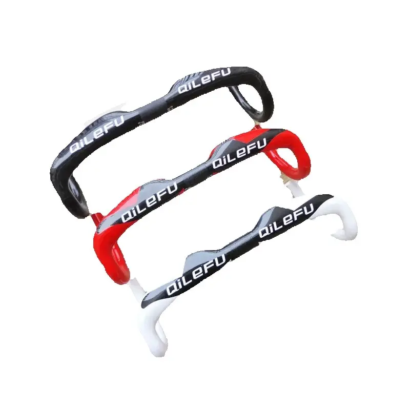 AliExpress red white QILEFU road UD 3K full carbon fiber bike handlebar carbon bicycle Handlebar light 31.8*400/420/440mm