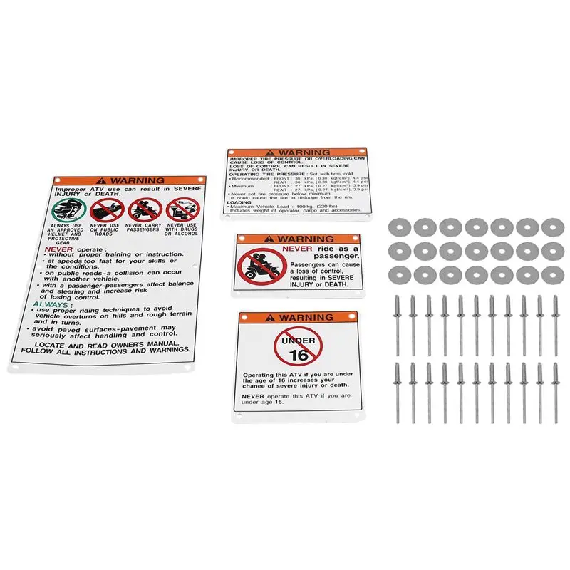 AB56-5X For Warning Decals Stickers Labels Aluminum Backed Raptor Blaster Banshee