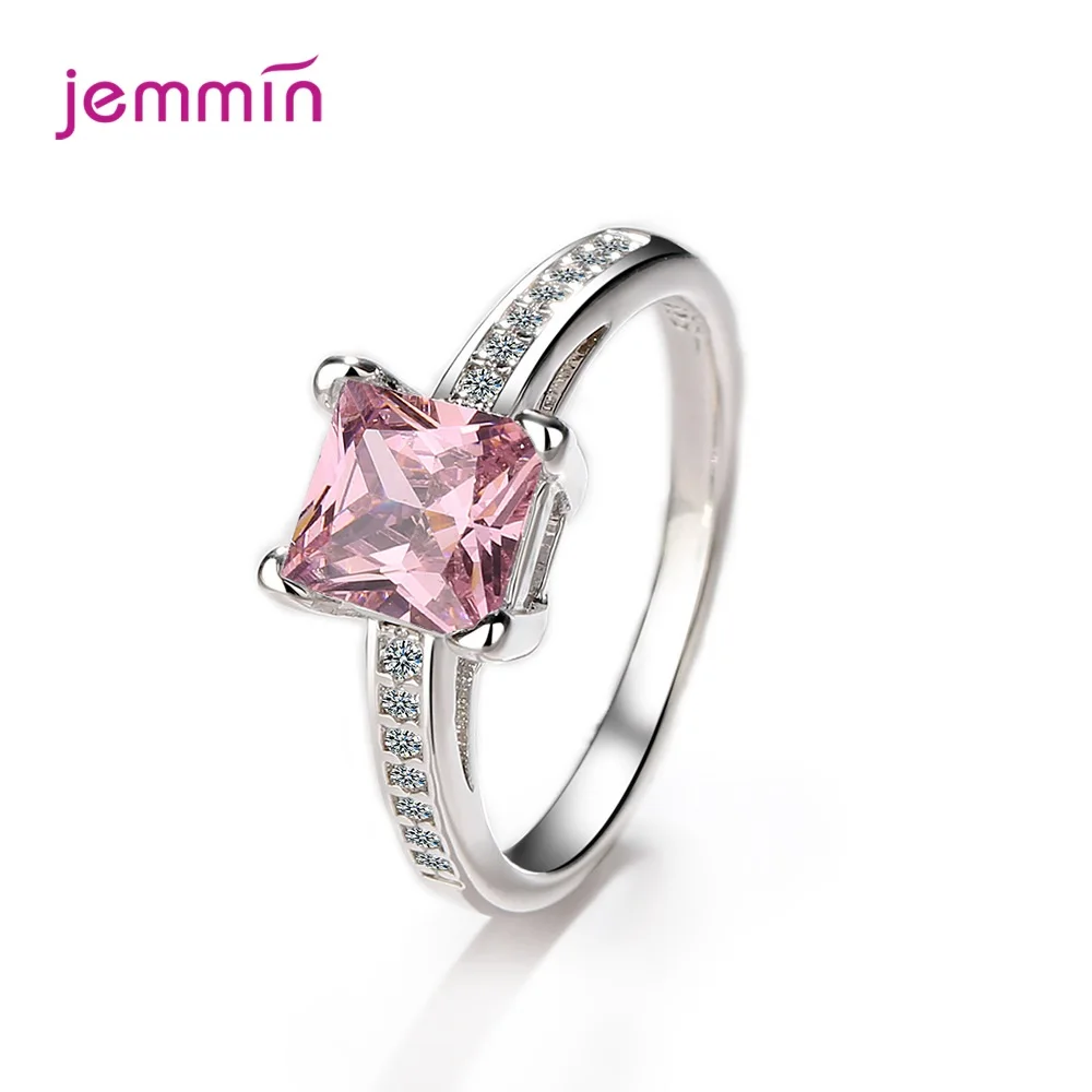 Pure 925 Sterling Silver Finger Rings for Women Classic Four Claws Clear CZ Wedding Promise Rings For Women Jewelry