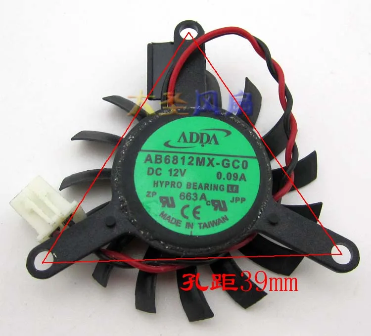 

Original for NVIDIA Graphics card fan AB6812MX-GC0 DC12V 0.09A Pitch 39MM Diameter 37MM