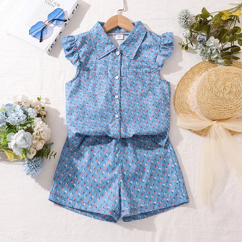roupa-para-meninas-camisa-floral-azul-claro-sem-mangas-e-shorts-de-cintura-elastica-estilo-coreano-conjuntos-infantis-da-moda-ternos-para-meninas-de-8-a-12-anos