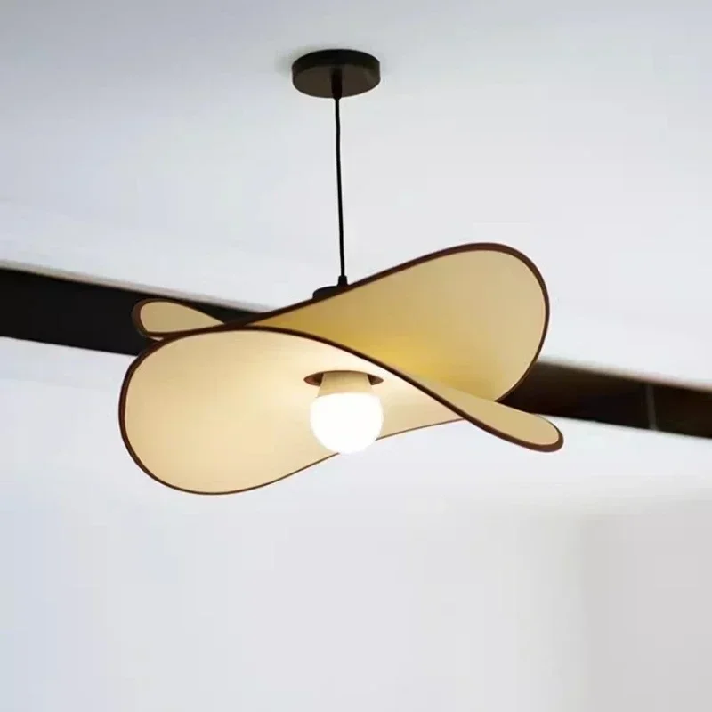New French Vintage Potato Chip Fabric LED Pendant Lamp Bedroom Living Room Restaurant Creativity Chandelier Art Lighting Decor