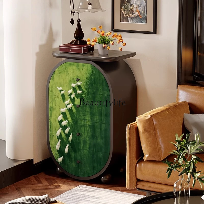 

yj5 Modern minimalist healing system drawer storage cabinet household bedroom four chest cabinet