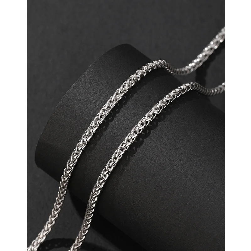 925Sterling Silver Necklace for Men Keel Chain Hip Hop Trend Men Chopin Chain Retro Easy Matching High-Grade Clavicle Chain