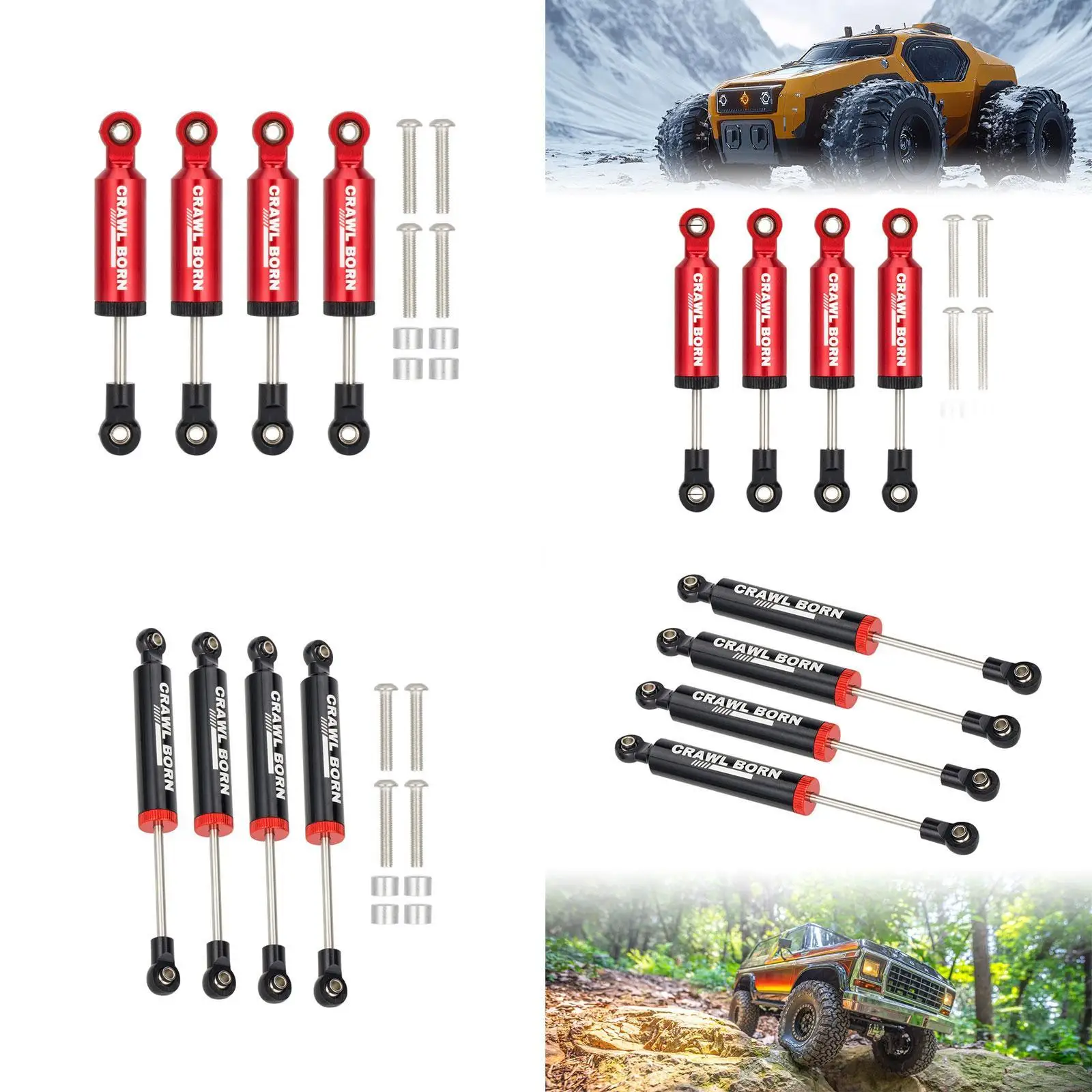 Amortisseurs hydrauliques en alliage RC, 4 pièces, ensemble d'amortisseurs de remplacement robustes 70mm pour Modification de voiture RC 1:10