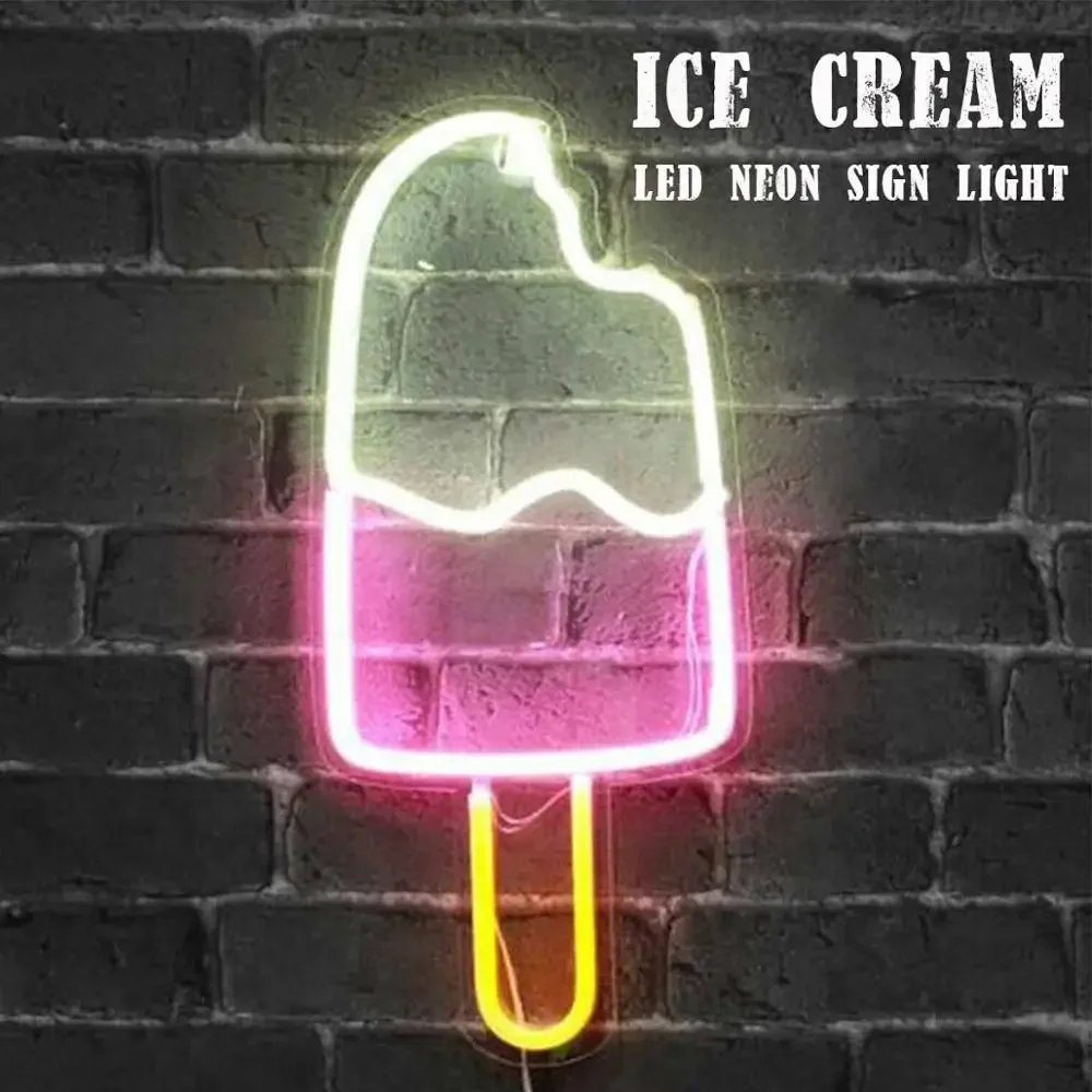 Ice Cream LED Neon Sign Light Lâmpadas de Neon para o bebê Bar Quarto Home Party Wall Decoration Neon Lamp Christmas Gift