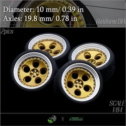 Speedcg 1/64  Metal Outer Ring Wheels with Rubber Tires Kit Luxury Model Car Modified Parts Tomica Model Car Racing Vehicle Toy