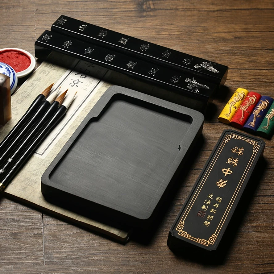 Chinese Calligraphy Set - Premium Xuan Paper, Brush,Ink stone Stick, Seal- Traditional Scholar's Four Treasures Gift for Artists