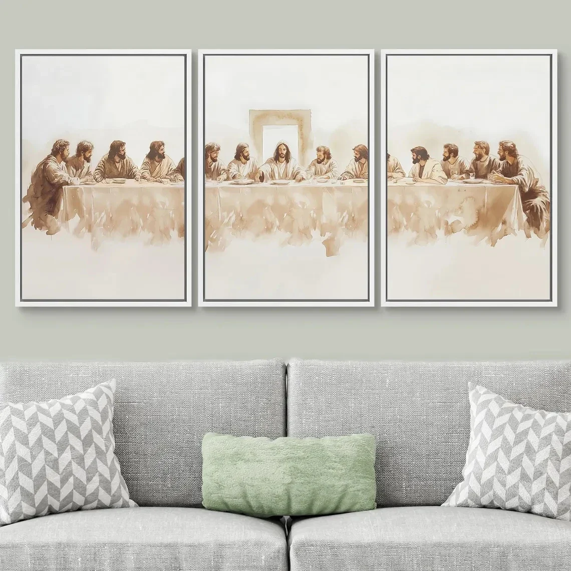 Large-sized frameless 3pcs  Modern The Last Supper Art Poster Minimalist Modern Vintage Wall Art Print Canvas Painting Poster