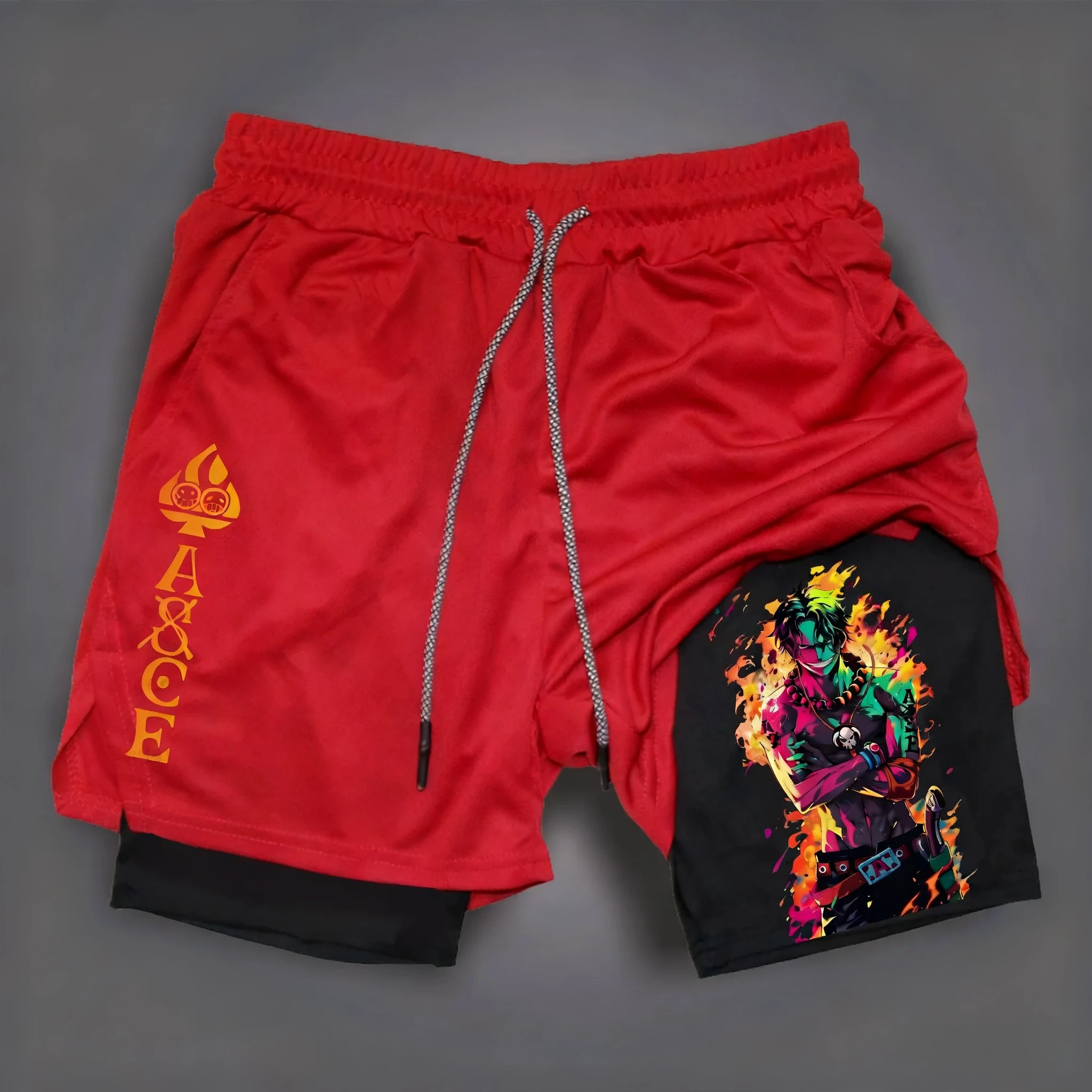 بانداي قطعة واحدة لوفي شورت رجالي مطبوع بطبقات مزدوجة 2026 شورت صيفي فضفاض ومسامي ورياضي #1