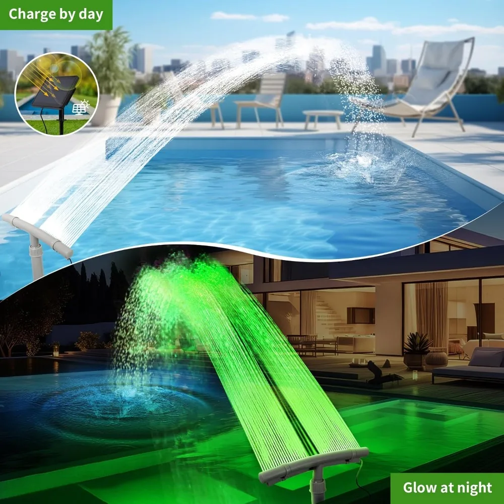 Fontaine de Piscine pour Piscine Au-Dessus et Entiers, Lumières LED 12 Documents, Lampes Solaires avec Télécommande pour Piscine, Réglable à 360 °