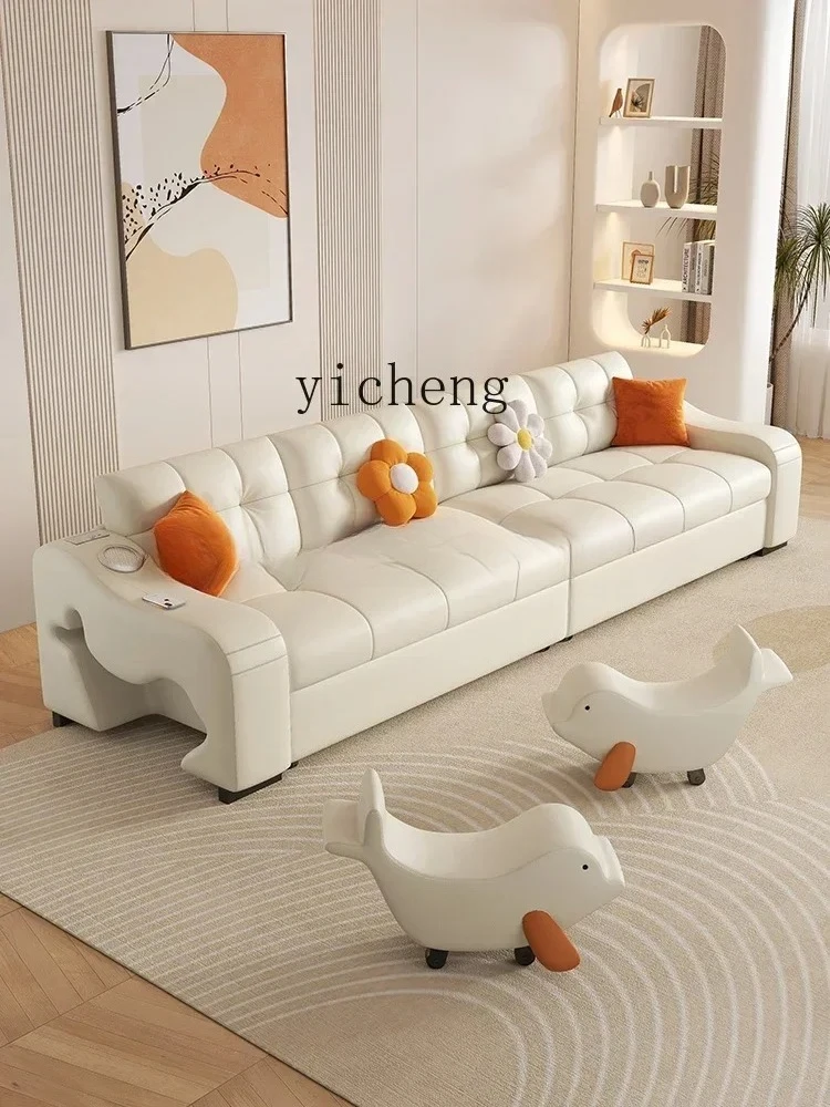 

b7- Leather Sofa Bed Dual-Use Multi-Functional Small Apartment Foldable Living Room Double with Storage Cream Style