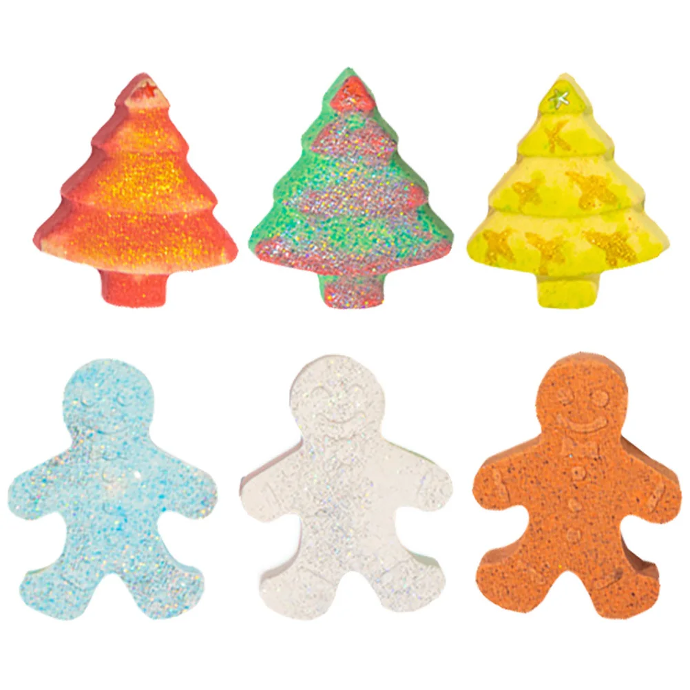 6Pcs Creative Gingerbread Man Bath Salt Bombs Rich Foaming Bathing Set for Holiday Tub Use Moisturizing Fragrance Travel