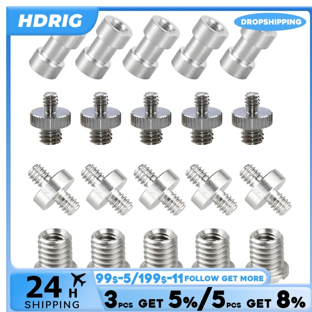 Hdrig สแตนเลส1/4 "3/8" ชุดอะแดปเตอร์สกรูเกลียวสำหรับกล้อง DSLR กรงอุปกรณ์ประกอบ (20ชิ้น)