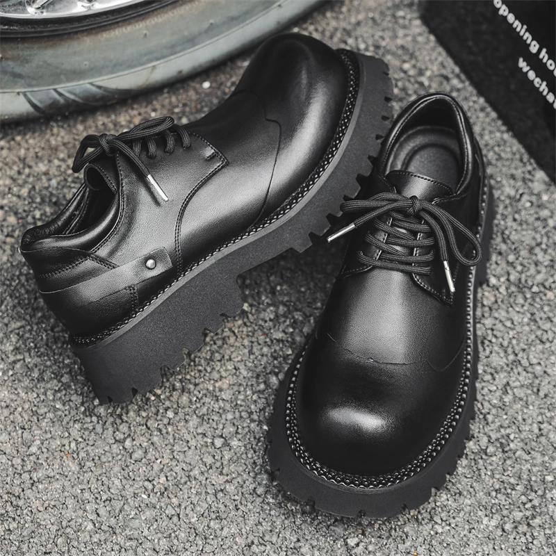 サイズ 38-46 ビジネスメンズ厚底ダービーシューズ黒人男性カジュアル快適なトレンディな作業服革靴宴会靴男性